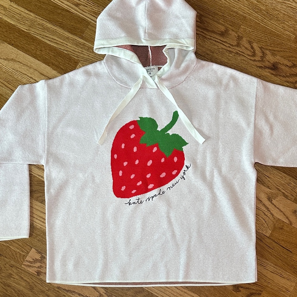 Kate Spade White Hoodie with Strawberry Motif